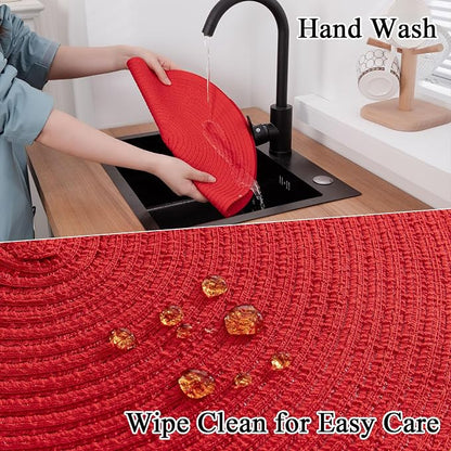 SHACOS Round Placemats Set of 4 Non Slip Washable Place Mats 15 inch Cotton - Image 8