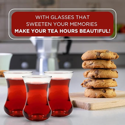 Turkish Tea Glass Set of 6, Small Clear Glass Tea Cups - Image 5