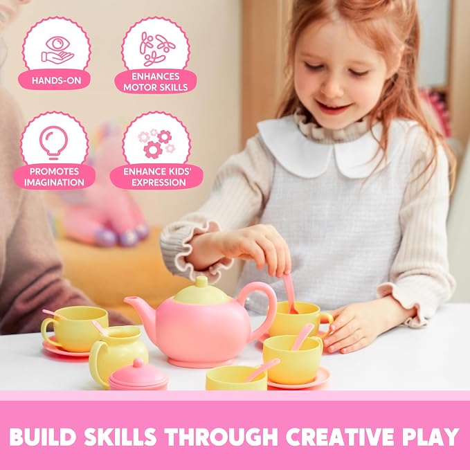 JOYIN 18PCS Pretend Tea Party Set, Mini Kitchen - Image 5