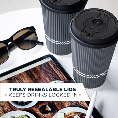 Disposable Coffee Cups With Lids - 12 oz To Go Coffee Cup With Lid. Durable - Image 5