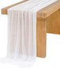Ling's Moment 14Ft Brilliant White Table Runner, Long Chiffon Table Runners | by LingsMoment