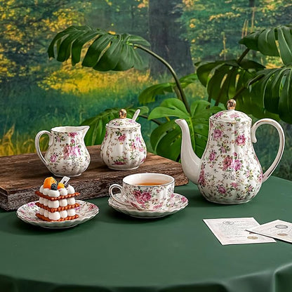 Agyiuns Tea Cup and Saucers, 6.4oz Floral Tea Cups - Image 5