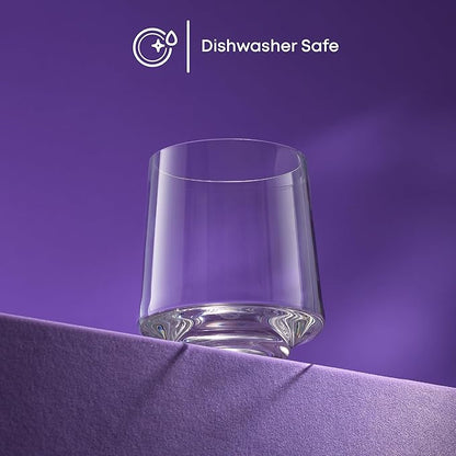 JoyJolt Sidney Double Old Fashioned Glasses Set of 4 | 11.5 oz Rocks Whiskey Glasses for Bourbon Scotch Cocktail Cognac Vodka | Home Bar Lowball Glass Tumblers | Premium Crystal Barware Made in Europe