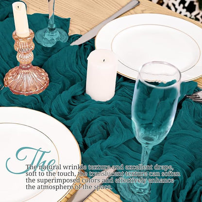 8 Pack Teal Table Runner 17 x 108inch Cheesecloth Table Runner Boho Gauze Table - Image 4