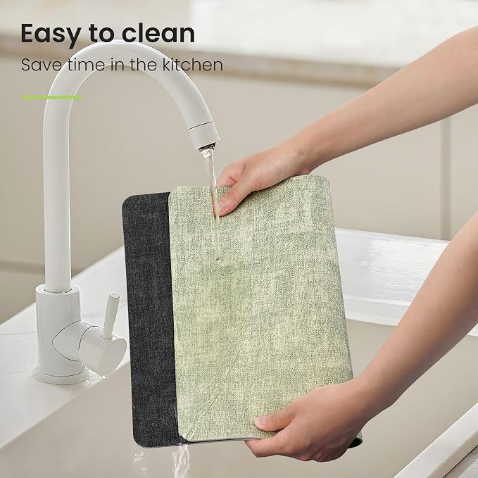 Fyvva Placemats Set of 4 Wipeable Reversible Faux Leather - Image 5