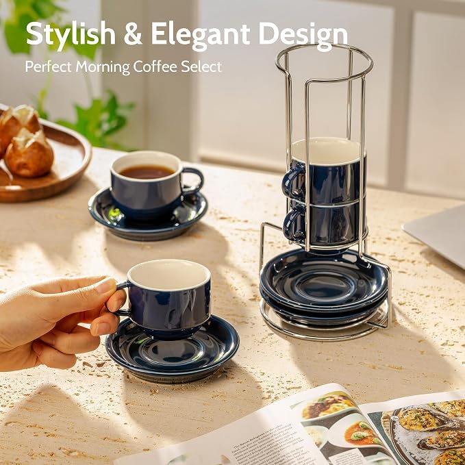 Sweese 4 Ounce Porcelain Stackable Espresso Cups - Image 3