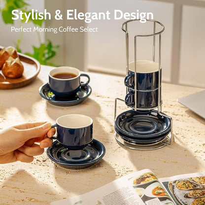 Sweese 4 Ounce Porcelain Stackable Espresso Cups - Image 3