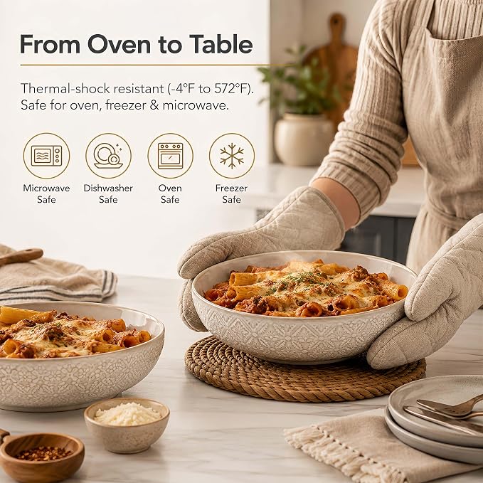 8 inch Pasta Bowls Set of 4, 22 Oz Ceramic Serving Bowls, Large Porcelain - Image 5