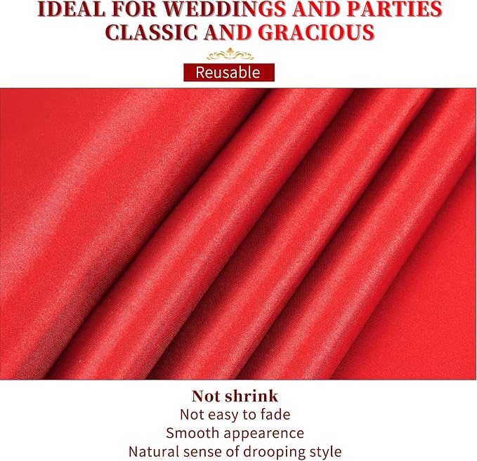 10-Pack Red 12 x 108 inches Long Premium Satin Table Runner | Wedding, - Image 4