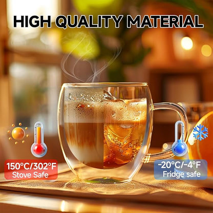 6 Ounces Set of 4 Double Walled Glass Coffee Mugs - Image 3
