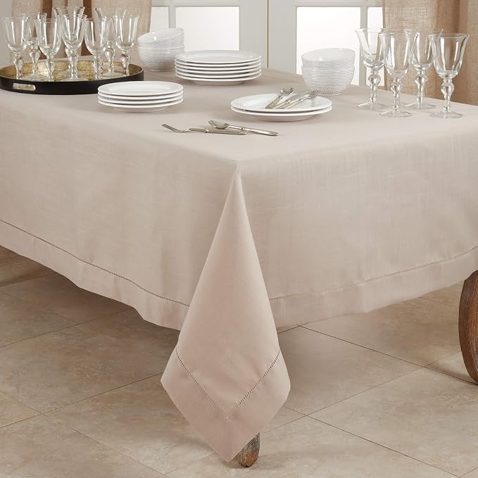 SARO LIFESTYLE Hemstitched Border Tablecloth - Image 4