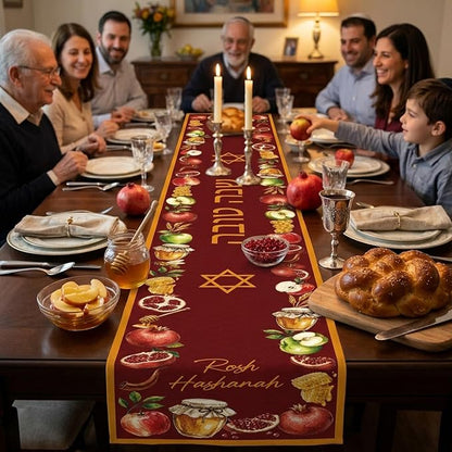 EUOYUFO Rosh Hashanah Table Decorations, Shana Tova Theme Table Runner -71 x 12 - Image 3