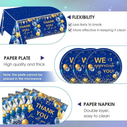 41Pcs Blue Gold Thank You Decorations Thank You - Image 3
