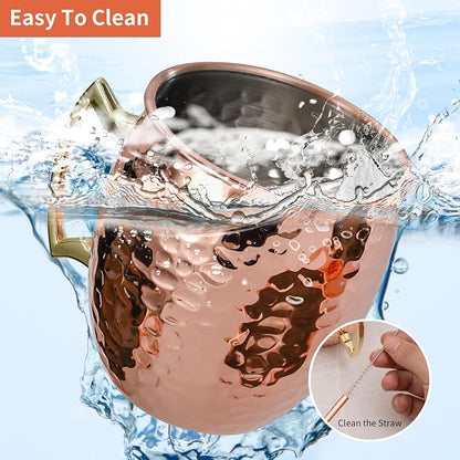 Amrules Moscow Mule Mugs Set of 4, 16 OZ Hammered Copper Cups - Image 5
