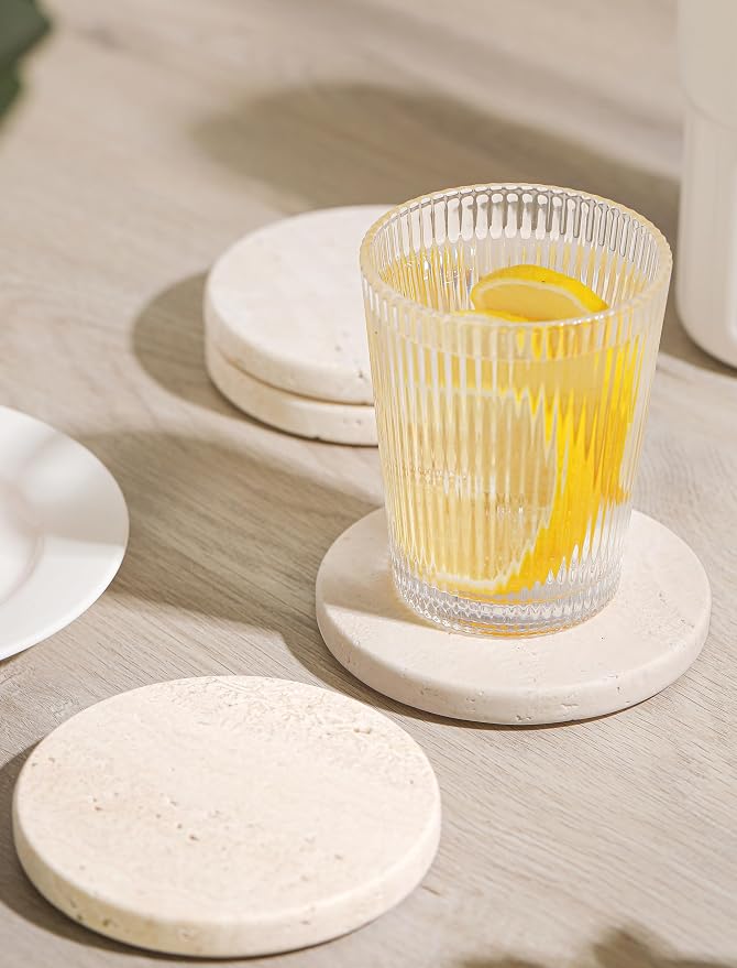 White Travertine Coasters - Image 2
