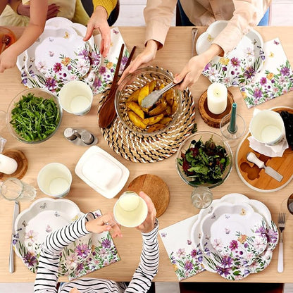 250 Pcs Wildflower Disposable Paper Plate Napkins | Disposable Paper Pink - Image 6