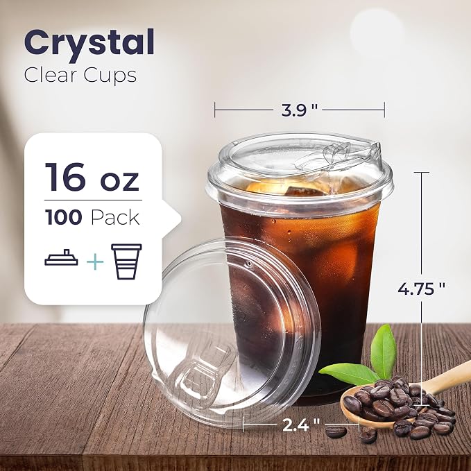 Fit Meal Prep 100 Pack 16 oz Clear Plastic Cups - Image 2