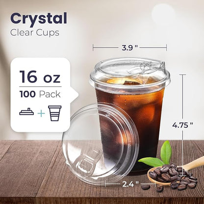 Fit Meal Prep 100 Pack 16 oz Clear Plastic Cups - Image 2