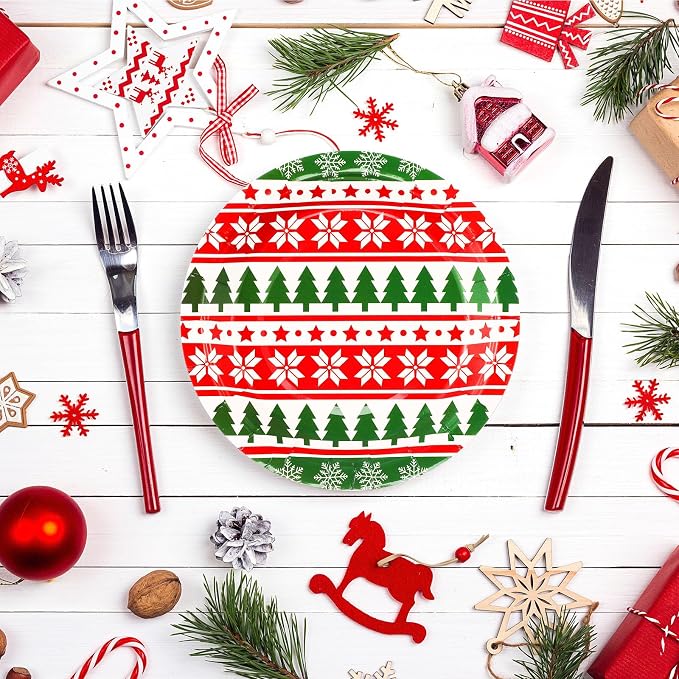 Gerrii 60 Pcs Christmas Party Plates 7 Inch Xmas Holiday Disposable Paper - Image 5