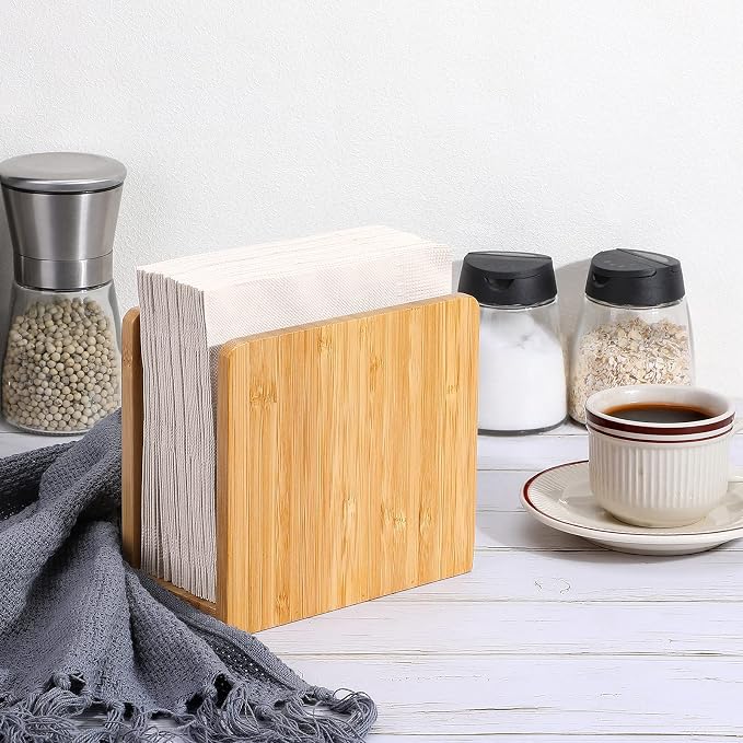 MaxGear Bamboo Napkin Holder for Tables, Wooden Tabletop Tissue Holder | Fits - Image 9