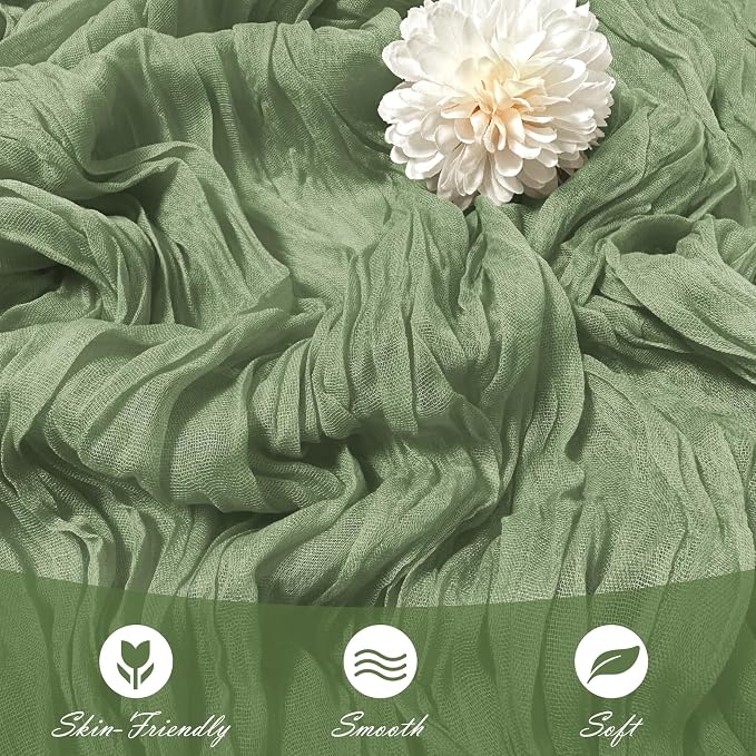 15 Pack Sage Green Cheesecloth Table Runner 17 x 108 inch Cheese Cloth Table - Image 5
