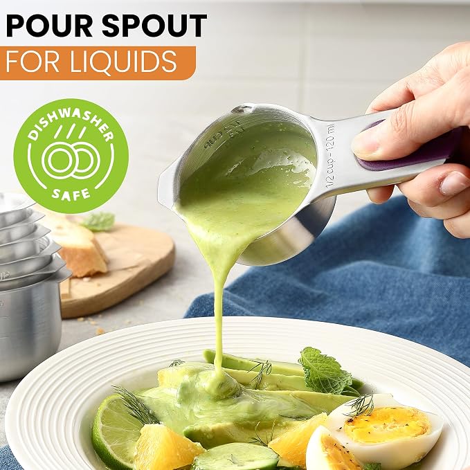 Spring Chef Magnetic Stainless Steel Measuring Cups Set of 7, Dishwasher Safe - Image 6