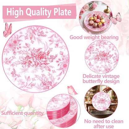 60PCS Pink Plastic Plates - Image 6