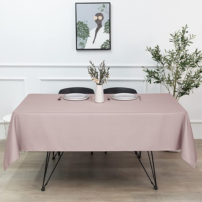 sancua Rectangle Tablecloth - 70 x 120 Inch - Stain and Wrinkle Resistant Washable Polyester Table Cloth, Decorative Fabric Table Cover for Dining Tables, Buffet Parties and Camping, Blush