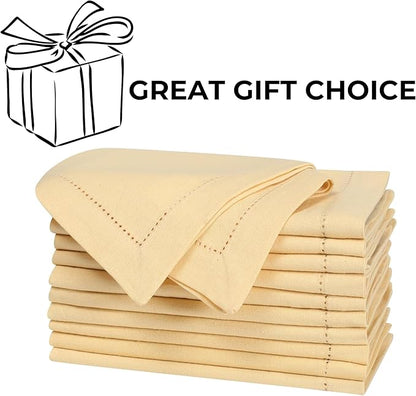 Bedding Craft Cotton Dinner Cloth Napkins Set of 12 – 18x18 Apricot Gelato Hemstitched – Machine Washable Fabric Napkins for Weddings, Baby Showers, Gifting & Parties