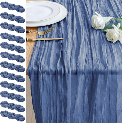 Cheesecloth Table Runner 10FT 12Pcs Blue Boho Gauze Sheer Runners | Cheese by Xiomot