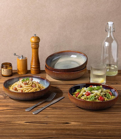 8.5" Ceramic Pasta Bowls Set of 4, Salad Bowls | Versatile Serving Bowls - Image 5