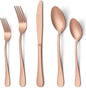 LIANYU 20 Piece Matte Copper Silverware Set, Stainless Steel Copper Flatware by LIANYU