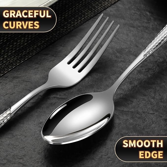 Hammered 30 Pieces Set Silverware Set - Image 8