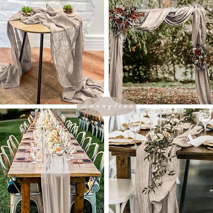 12 Pcs Cheesecloth Table Runner 10FT Rose Brown Runner - Image 6