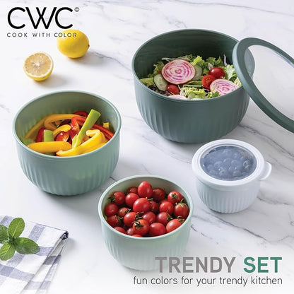 COOK WITH COLOR Prep Bowls with Lids- Wide and Deep Nesting Plastic Small - Image 3