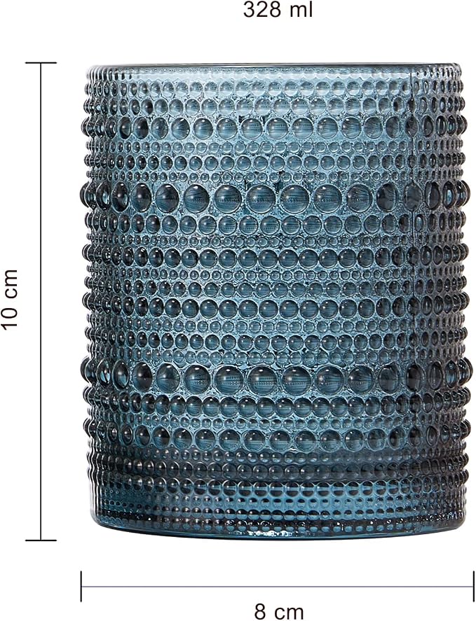 Champaign Beige Hobnail Drinking Tumbler | Set of 6 | 11 OZ Bubble Design - Image 2