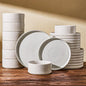 Ceramic Plates & Bowls Sets for 6, Handmade Reactive Glaze | Matte White by FamiwarePremium