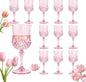 12Pack Plastic Wine Glasses, 7oz Vintage Goblets by LEYIQU