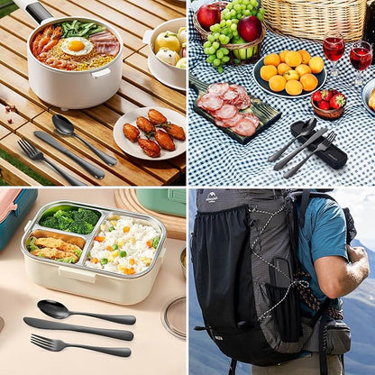 Travel Utensils with Case, 4-Piece Stainless Steel Portable Cutlery Set - Image 7