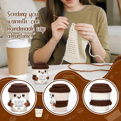 Appreciation Gift for Women Men Coworkers Thank You Gift Crochet Coffee Cup | - Image 2