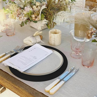 50 Black Paper Place Mats Black Round Disposable Table Mats Decorative Placemats for Wedding Banquet Party Tableware Decor