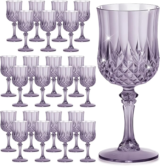 7OZ Plastic Wine Glasses, Reusable Vintage Goblets Unbreakable Drinking Glasses by Unknown