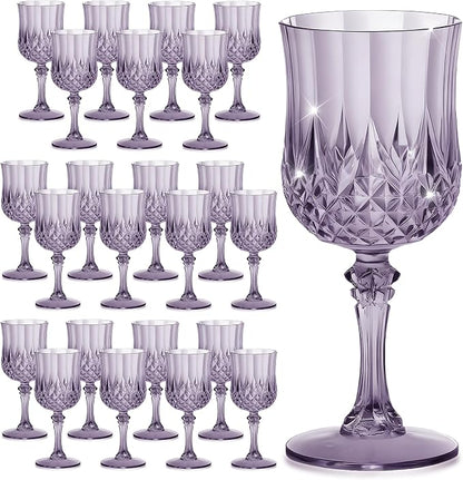 7OZ Plastic Wine Glasses, Reusable Vintage Goblets Unbreakable Drinking Glasses by Unknown