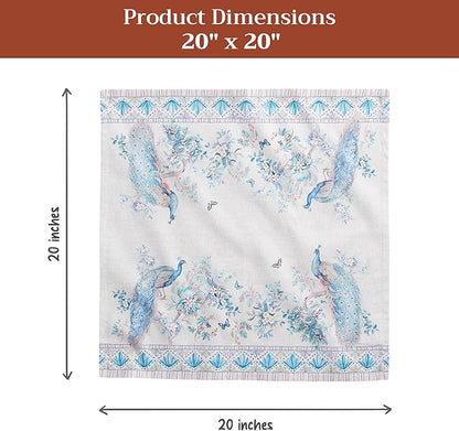 Maison d' Hermine Napkin 100% Combed Cotton Premium Cloth Napkin Decorative Washable Napkins Set of 4 for Home, Kitchen, Dining, Cocktail Parties & Camping - Peacock Utopia (20”X20”)