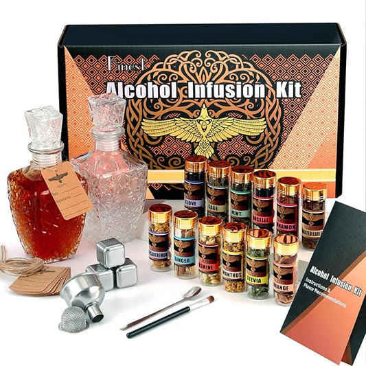 Alcohol Infusion Kit for Infusing Whiskey, Gin, Rum, Tequila, Vodka, Make Your Own Flavored Spirits with Natural Ingredients - Primium Anniversary|Valentine's Day|Birthday Gift for Men, Dad, Husband