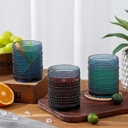 HomeVogue Hobnail Drinking Glasses Set of 12, 12oz & 15oz Vintage Glassware Set - Image 5
