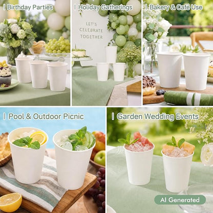 Paper Coffee Cups, 8 oz, 400 Pack | White disposable paper hot coffee cups - Image 7