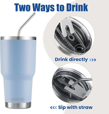 D·S 30oz Blue Tumbler Double Wall Vacuum Insulated Travel Coffee Mug | Double - Image 3