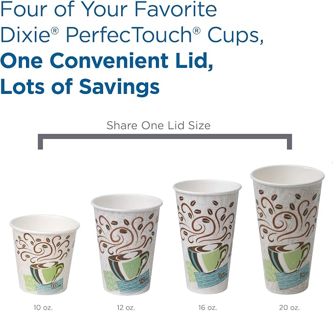 Dixie PerfecTouch 10 oz Paper Coffee Cups and Lids By GP PRO, Coffee Haze Design - Image 5
