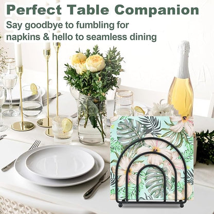 Metal Napkin Holder for Table - No Assembly Matte Black Paper Napkin Holders for Kitchen, Compact Design Cocktail Napkins Hoder Dispenser for Home Countertop, Restaurant & Outdoor Use